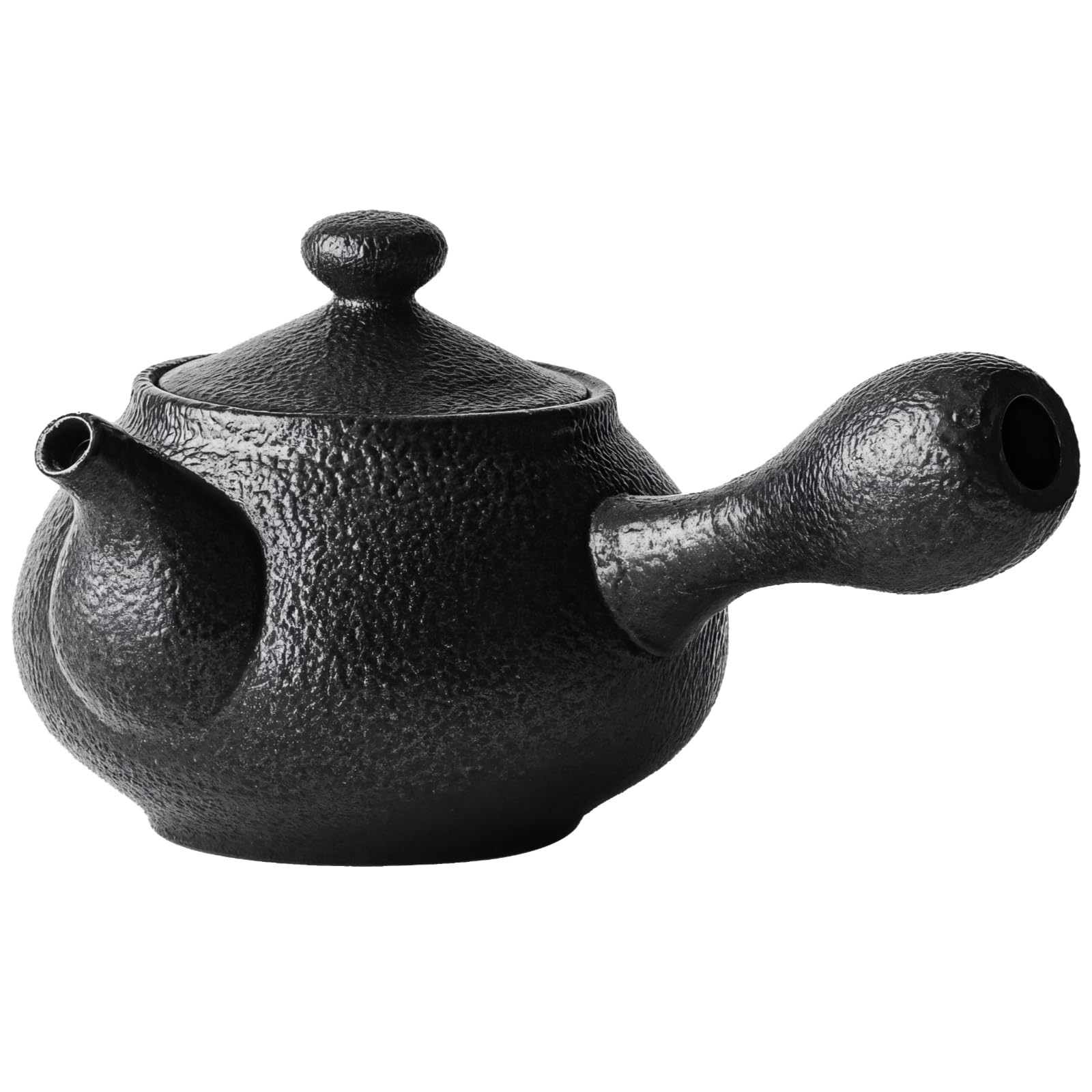 Kyusu-Teekanne mit Seitengriff, Keramik-Teekanne für losen Tee mit integriertem Keramikfilter, japanischer Stil, schwarze Tonkanne, klassisches Design, zum Aufbrühen und Servieren, 7,5 cm hoch