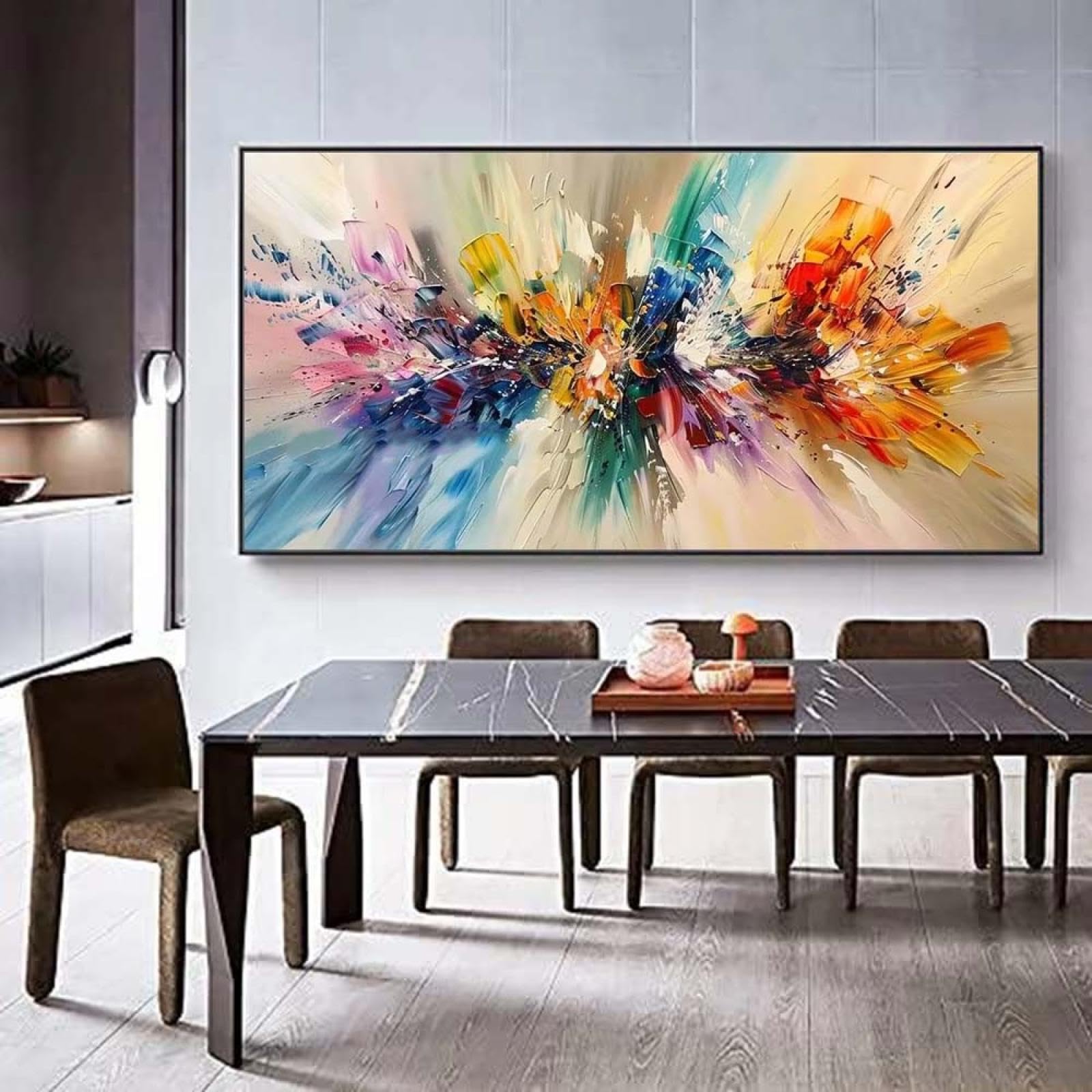 Uudezo With-Black-Frame Extra Large Abstract Wall Art Canvas Colorful Oil Paintings Wall Art Pictures Room Decor Modern Home Decoration 100X200cm/(39X79inch) With Black Framed