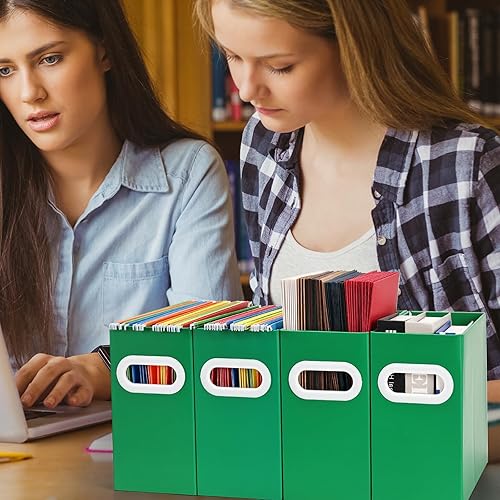 Vista 76 de Organizador de carpetas de archivos colgantes de cartón, caja de archivos plegable para tamaño carta, almacenamiento portátil de archivos