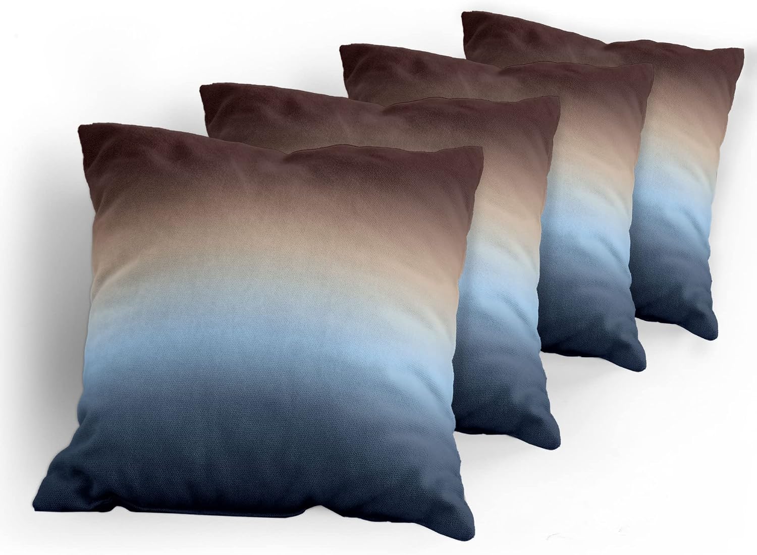 Ambesonne Ombre Decorative Throw Pillow Case Pack of 4, Arrangement with Gradual Color Change Modern Ornamentation Abstract Illustration, Cushion Cover for Couch Living Room Car, 18", Blue Brown