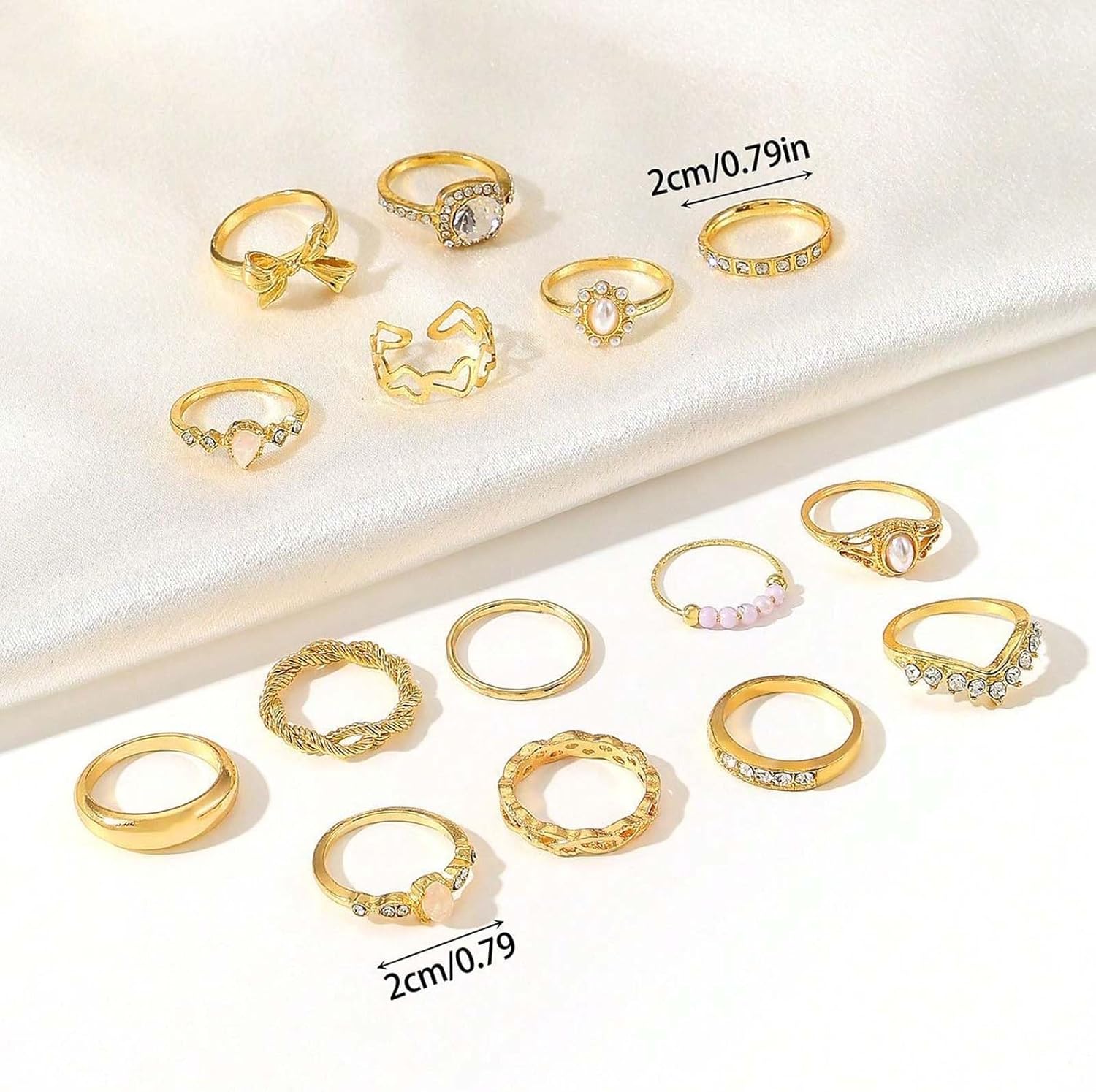 HUASAI Dainty Bow Rings for Women Pearl Statement Ring Chunky Gold Stackable Rings Knuckle Thumb Ring Trendy Jewelry Gift 2025 - Image 6