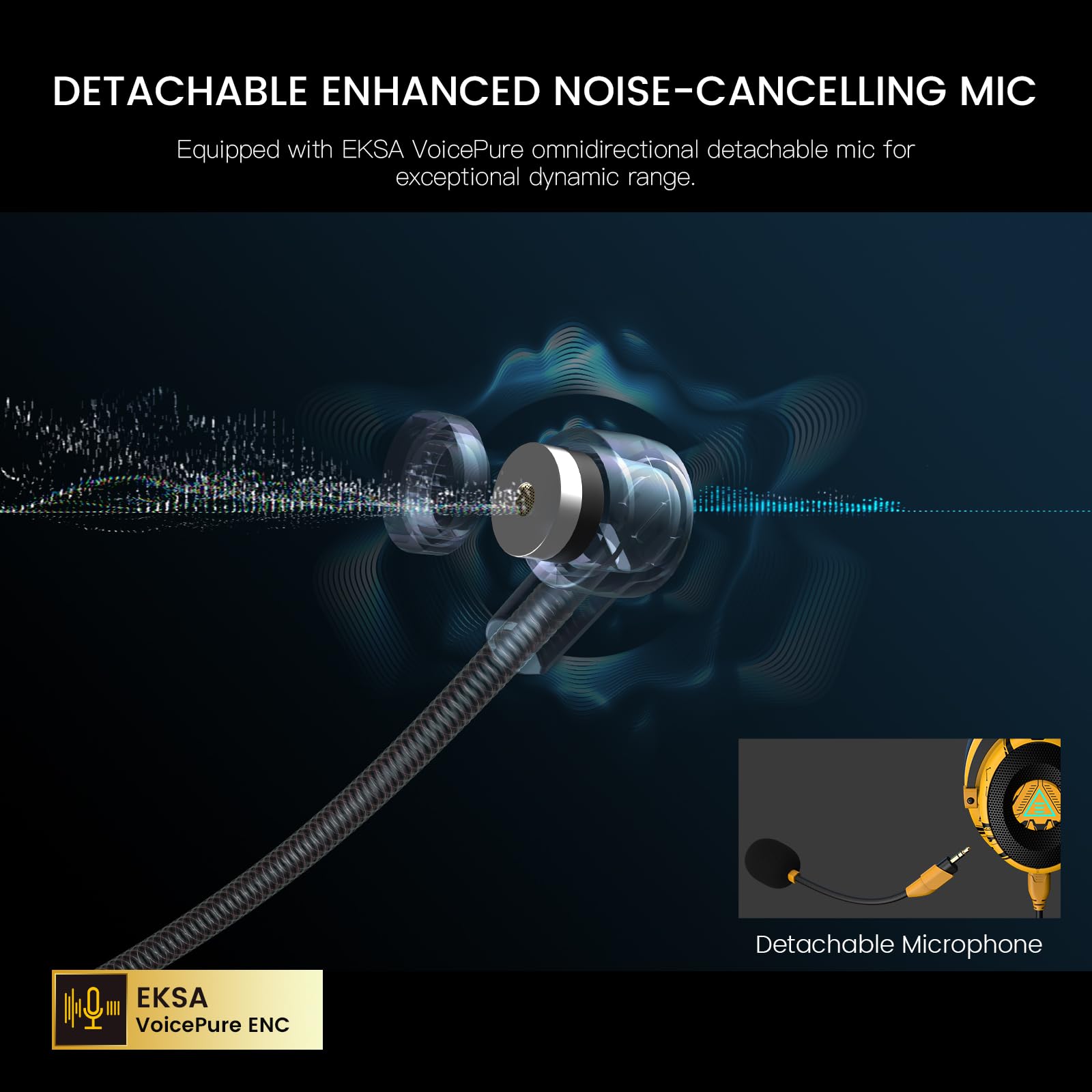 EKSA Cuffie Gaming, E900Pro Cuffie PS5 con audio surround 7.1 e microfono con cancellazione del rumore, Jack Audio USB & 3,5mm, Cuffie PC super leggere con luce LED per PC/Mac/Switch/PS4/PS5/Xbox One