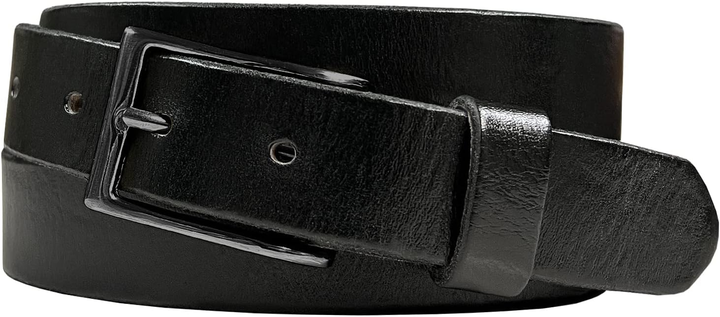 Men's Full Grain Genuine Leather One Piece Casual Dress Belt or Punk Star/Studded Jean Belt, 1-1/8"(30mm) wide