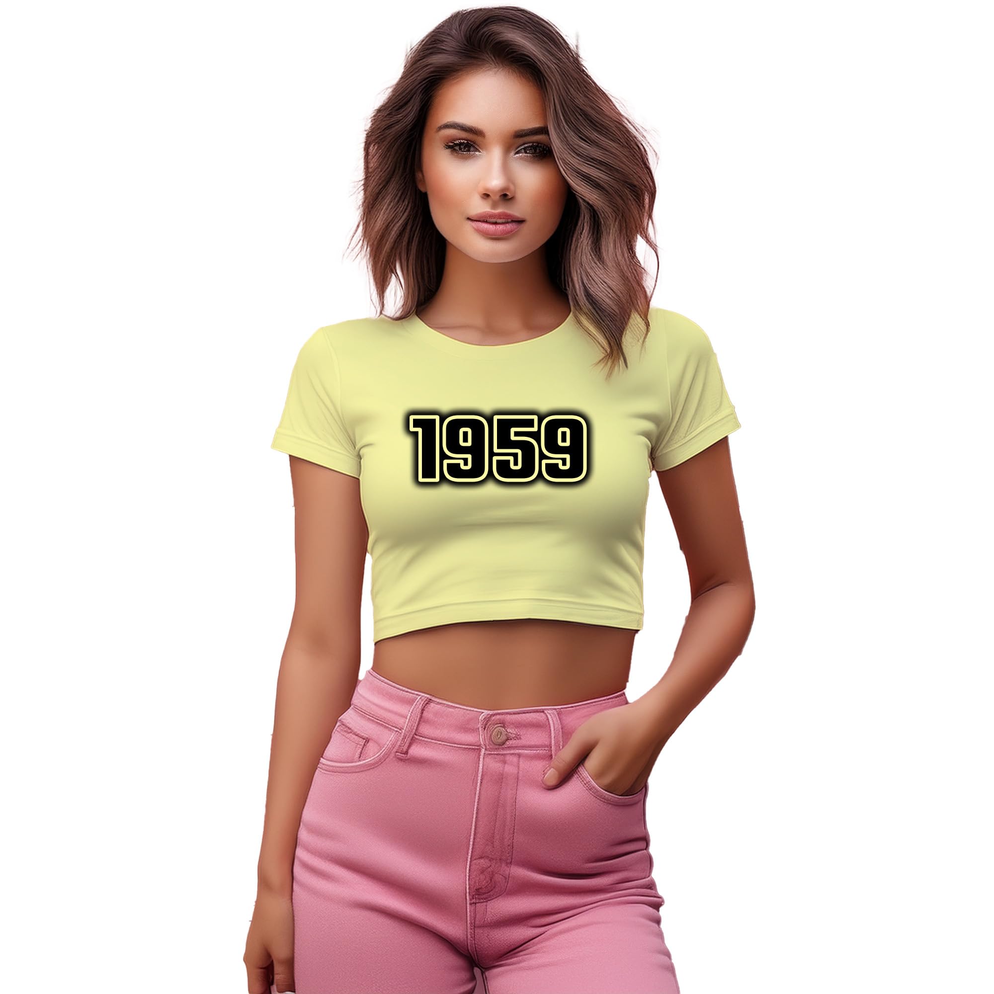 Crop top femmes 1959 jaune beurre anti-transpiration pour rester fraîche