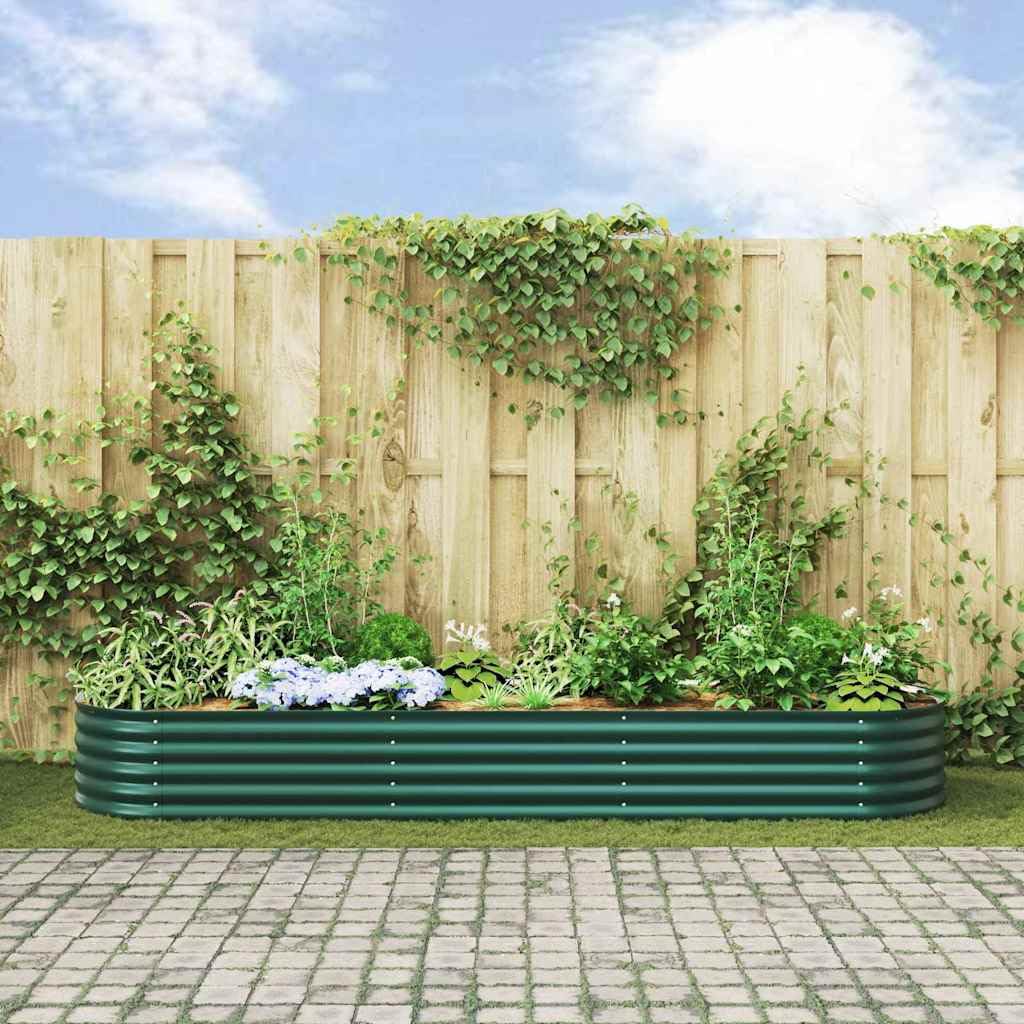 Hochbett, Grün, 320 x 80 x 44 cm, Stahl | Langlebige Struktur, minimalistisches Design, für Terrasse und Garten, einfache Montage