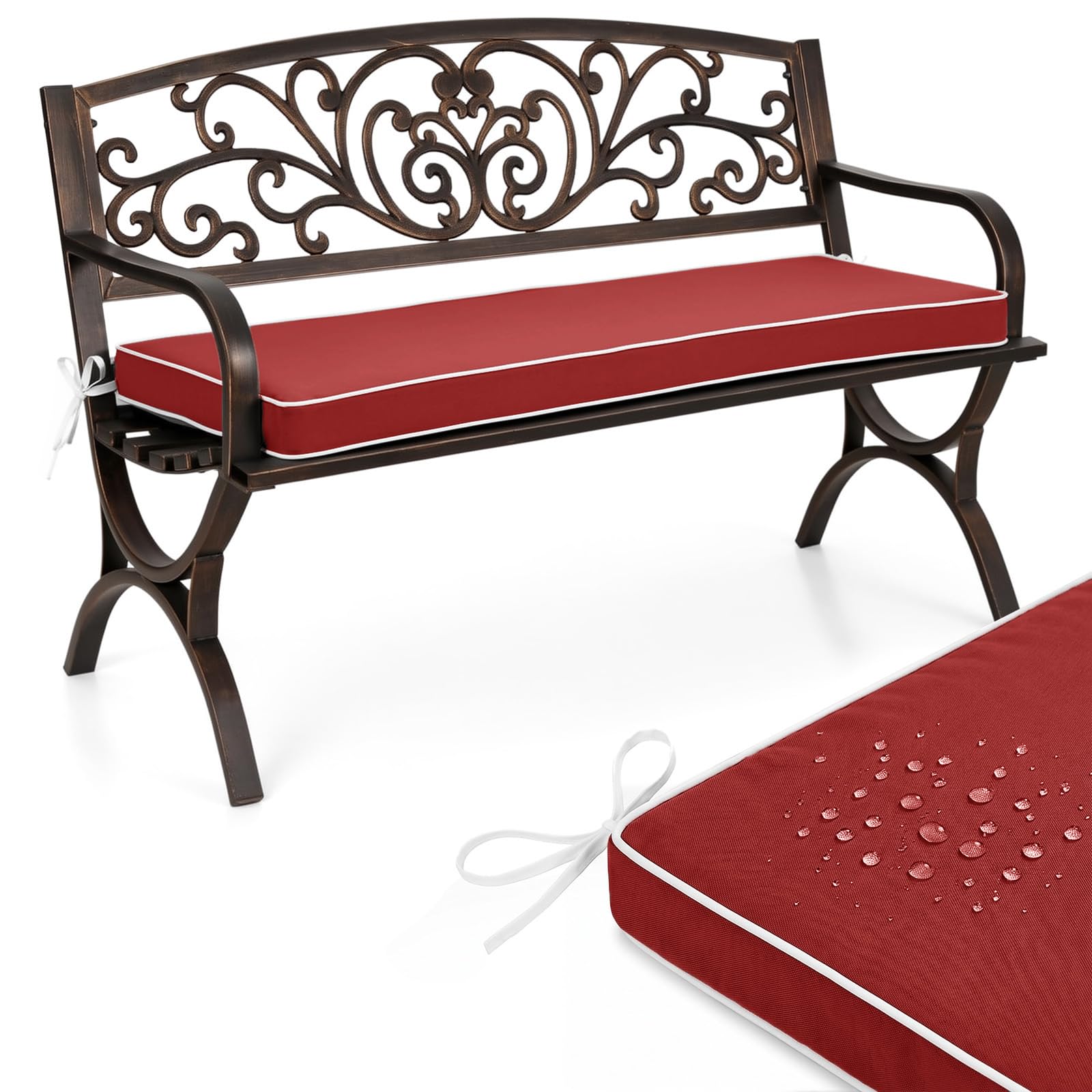 PTKG Outdoor Cushions 5cm Thick Double Piping Waterproof Outdoor Bench Cushions 2/3/4 Seater 50d High Density Foam Removable Zipper Cover for Garden Patio Window Seat Porch โ image 1