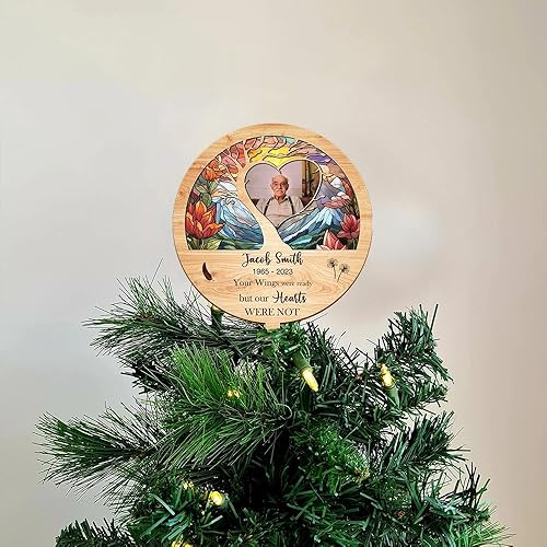 Miniatura 5 de V VIBEPY Cartel conmemorativo personalizado para decoración del árbol de Navidad en 2D, plano 2D, letrero de madera de 8, 12 y 18 pulgadas, regalo