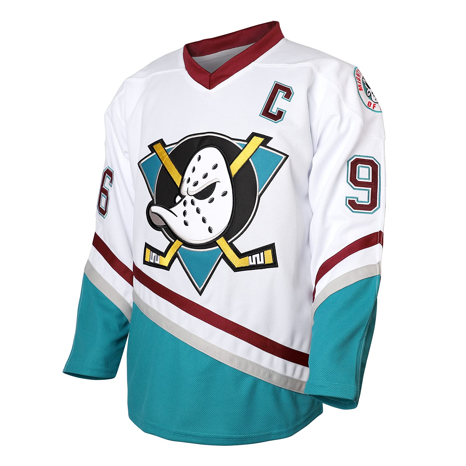 Men Mighty Ducks 33 Greg Goldberg 96 Charlie Conway 99 Adam Banks Camisetas de Hockey sobre Hielo Cosidas - - Large