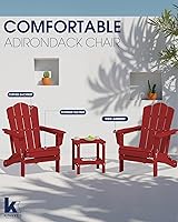 Vista 148 de KINGYES - Silla Adirondack plegable, sillas de patio de polietileno de alta densidad para todo tipo de clima, silla de césped con textura de madera