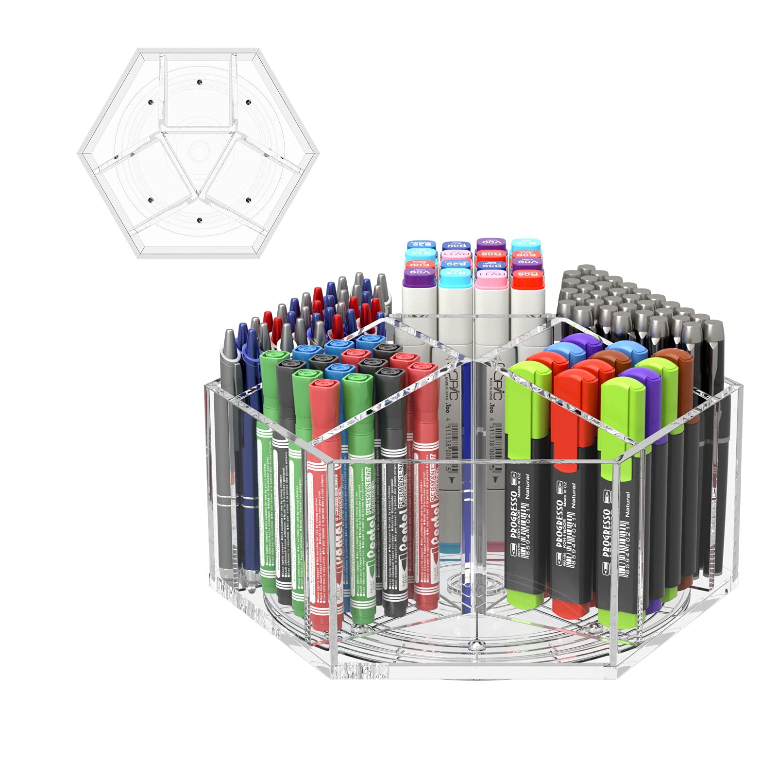 Buy NIUBEE Acrylic Pen Pencil Holder 7 Compartments, Multicapacity