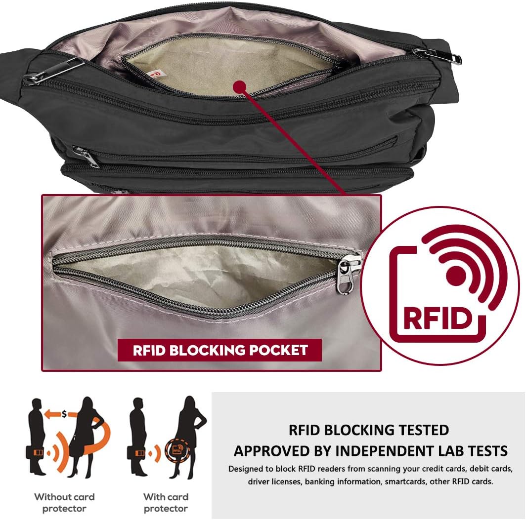 VOLGANIK ROCK RFID Purses for Women Fabric Nylon Multi Pocket Crossbody Bag Ladies Travel Handbag - Image 5