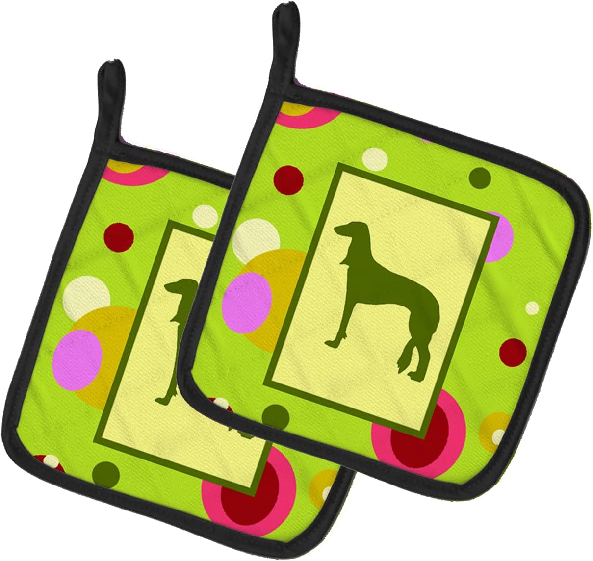 Caroline's Treasures CK1146PTHD Saluki Pair of Pot Holders Kitchen Heat Resistant Pot Holders Sets Oven Hot Pads for Cooking Baking BBQ, 7 1/2 x 7 1/2
