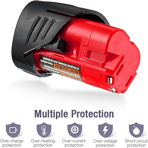 Miniatura 3 de KEEPTOP Paquete de 2 baterías de repuesto M12 de 3000 mAh para batería Milwaukee M12, compatible con herramientas eléctricas inalámbricas Milwaukee
