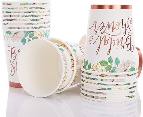 Miniatura 5 de Gudvilla Juego de 168 platos y servilletas para despedida de soltera, platos florales de papel para despedida de soltera para 24 invitados,