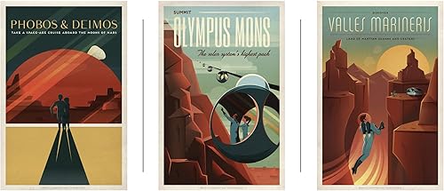 SpaceX - Pósteres de viaje espacial vintage  Pósteres SPACEX Mars  3 piezas de arte de pared con temática espacial para el hogar, oficina, disponible en Yaxa Costa Rica