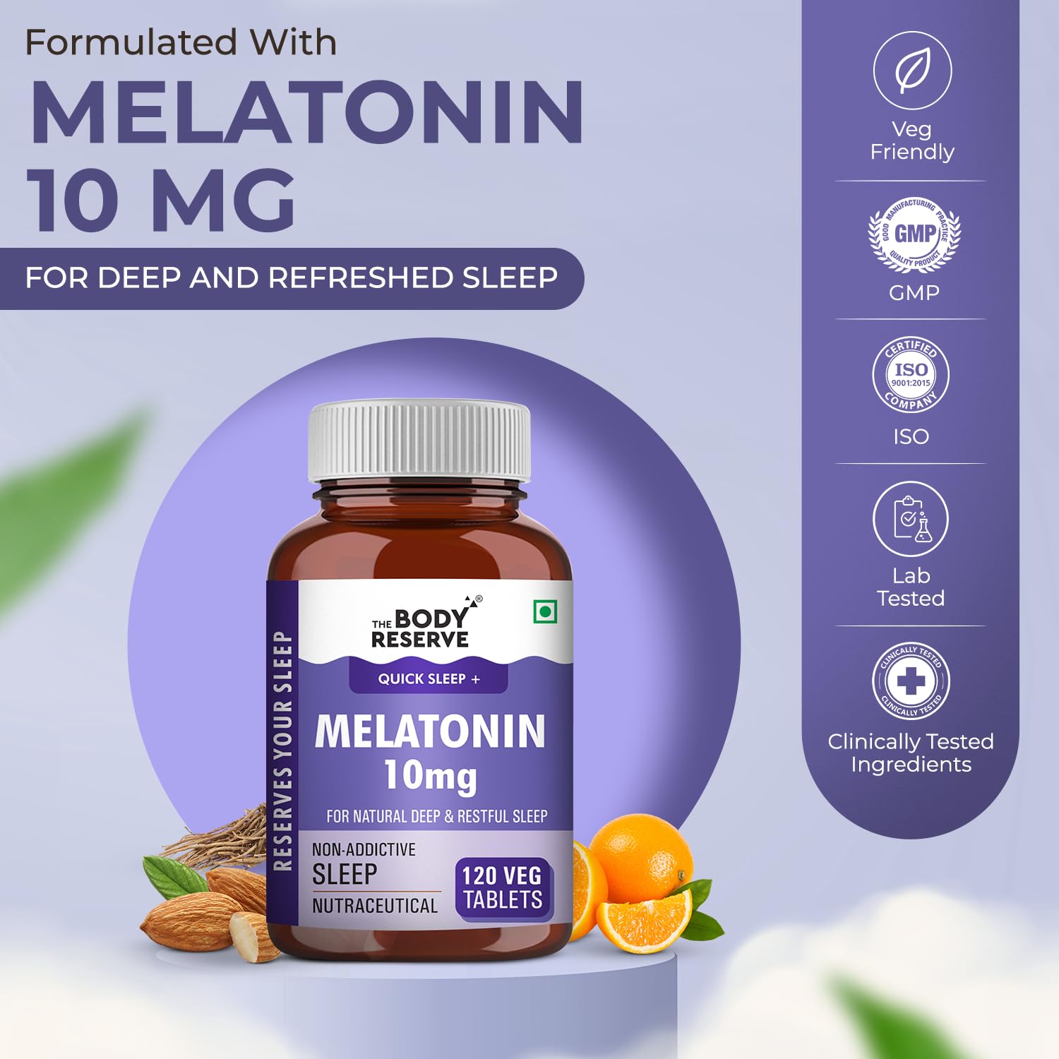 The Body Reserve Melatonin 10mg - 120 Veg Tablets for Sleep Support, Nerve Relaxation, and Stress Relief - Non-Habit Forming for Men & Women The Body Reserve Melatonin 10mg - 120 Veg Tablets for Sleep Support, Nerve Relaxation, and Stress Relief - Non-Habit Forming for Men & Women