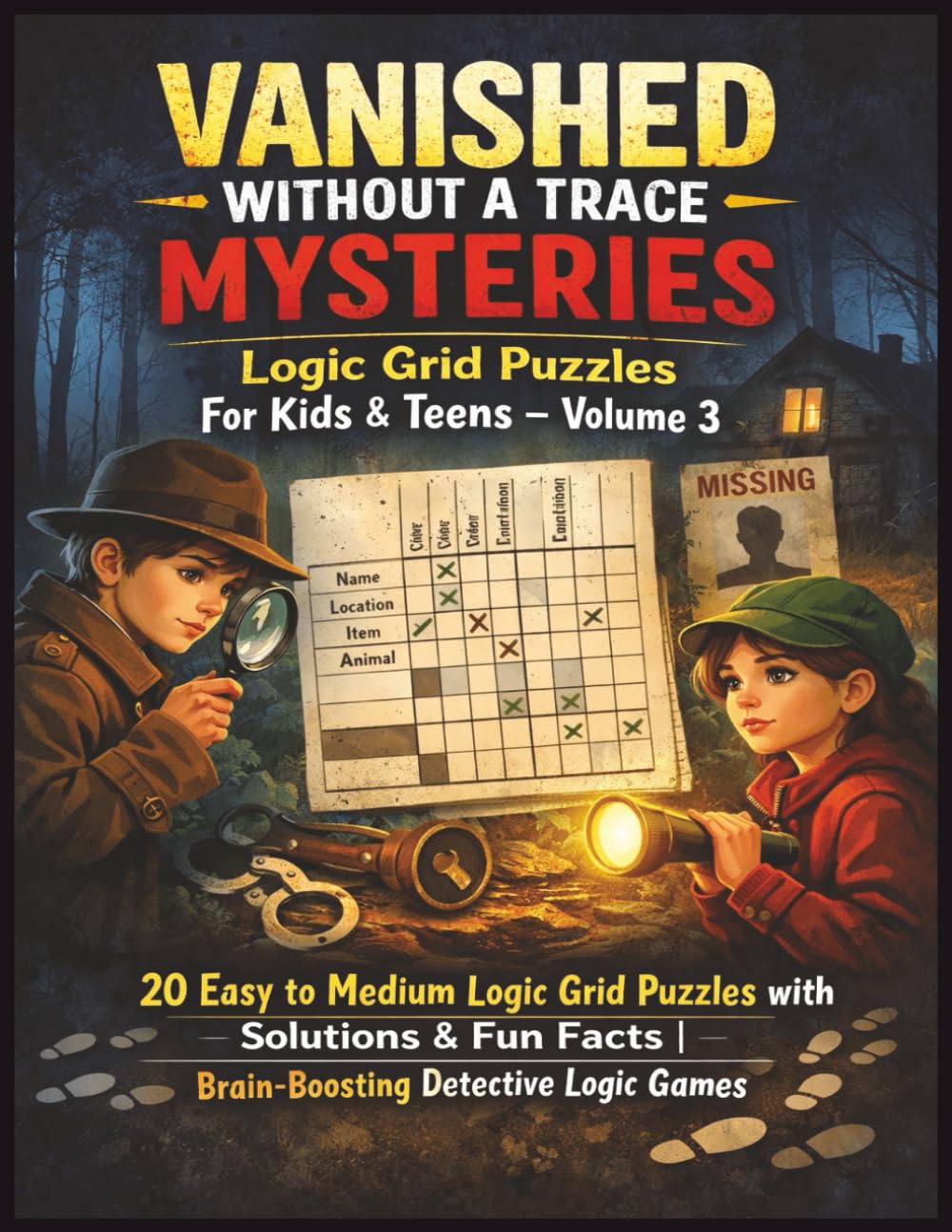 Vanished Without a Trace Mysteries logic grid puzzles For Kids & Teens – Volume 3: 20 Easy to Medium Logic Grid Puzzles with Solutions & Fun Facts | ... Logic Grid Mystery Puzzles for Kids & Teens)