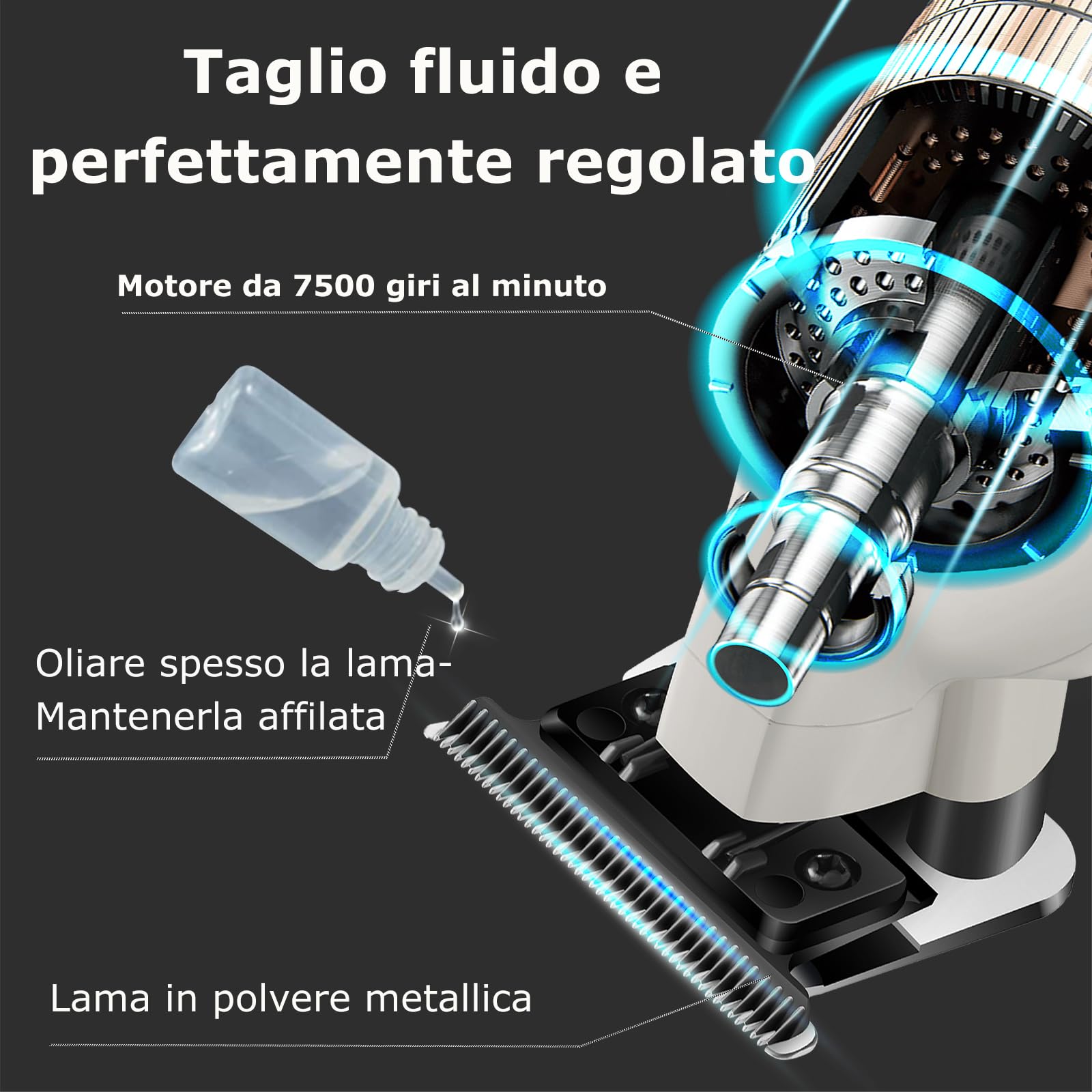 KEMEI PG2299 Regolabarba e capelli da uomo professionale, zero gapped trimmer per uomo senza fili trimmer per barbieri, grigio
