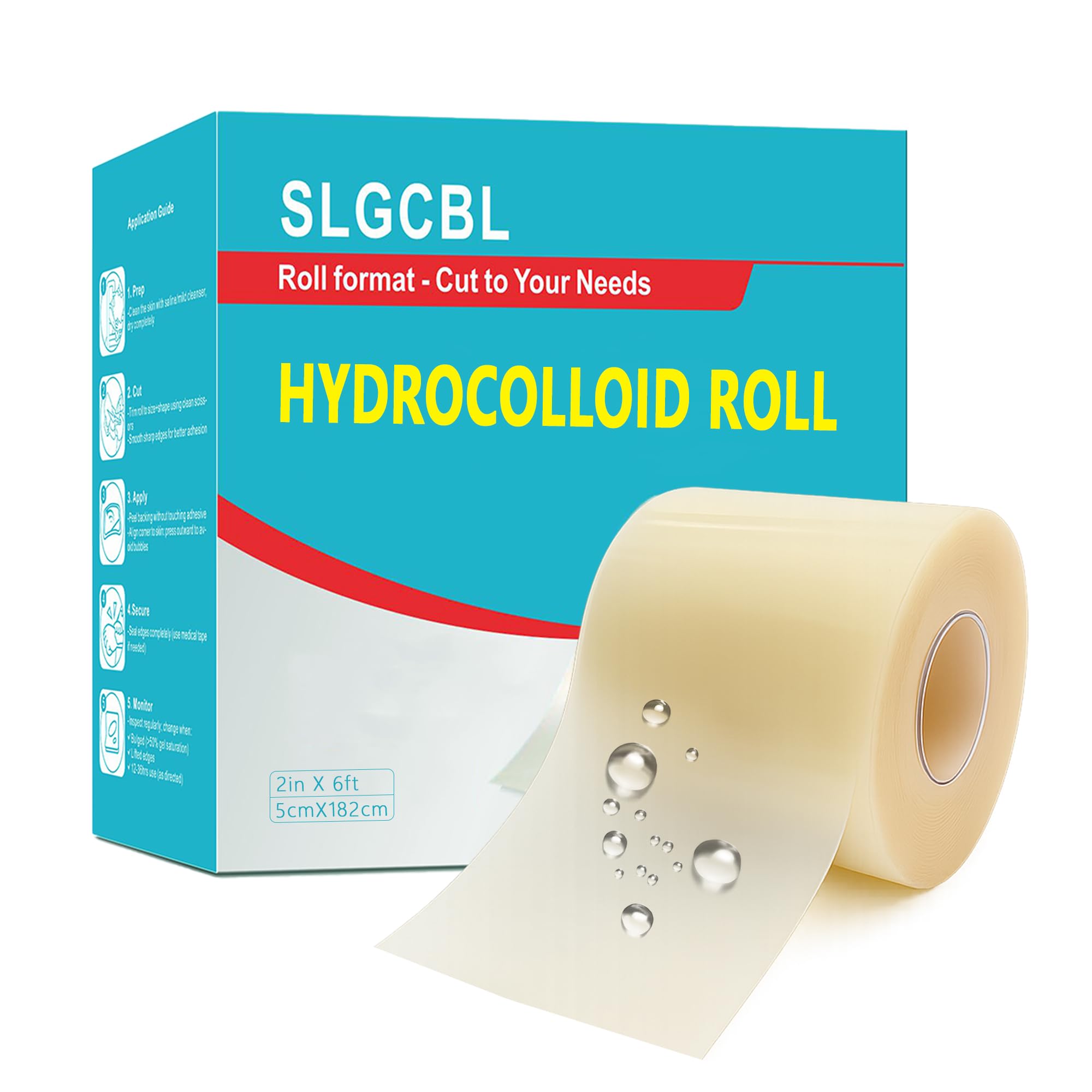 2in x 6ft Hydrocolloid Roll for Wound Care, XXL Pimple Patch Roll