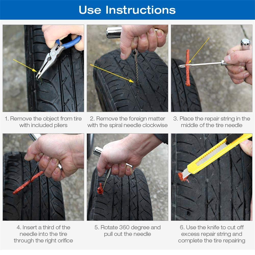 Kit Riparazione Pneumatici Tubeless King - Spina Per Auto, Camion, Tosaerba - Nuovo