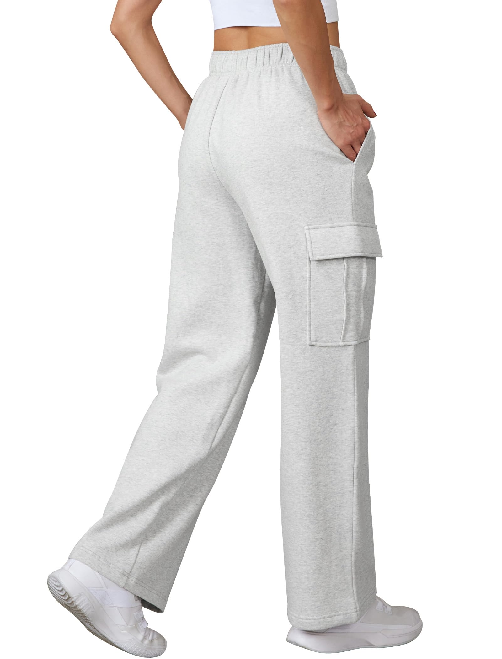 Glacspyg Pantaloni da Jogging Donna Pantaloni Lunghi Sportivi Fitness Vita Alta con Elastico in Vita e Tasche Pantaloni per Il Tempo Libero Pantaloni Larghi Gambe