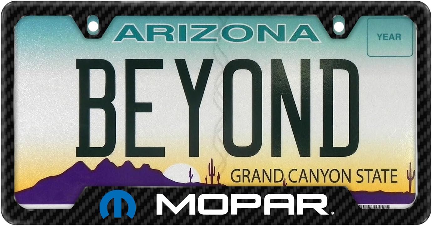 iPick Image for Mopar Black Carbon Fiber Texture ABS Plastic 50 States License Plate Frame