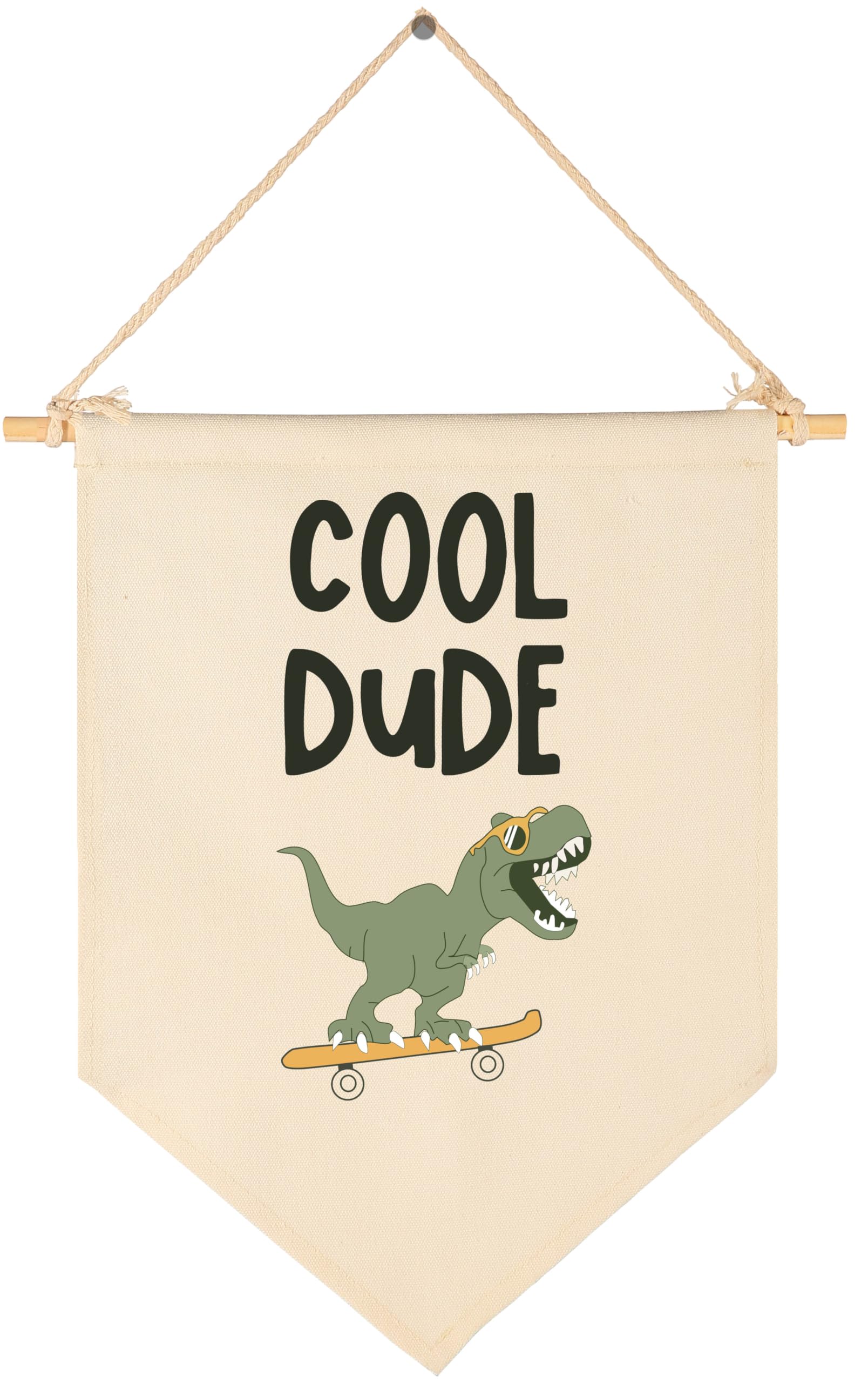 Dinosaur Skateboard Idea-Baby Flag Wall Decor Gift for Baby Boys Kids-Canvas Hanging Banner Pennant Wall Sign Gift for Nursery Baby Room Playroom Bedroom