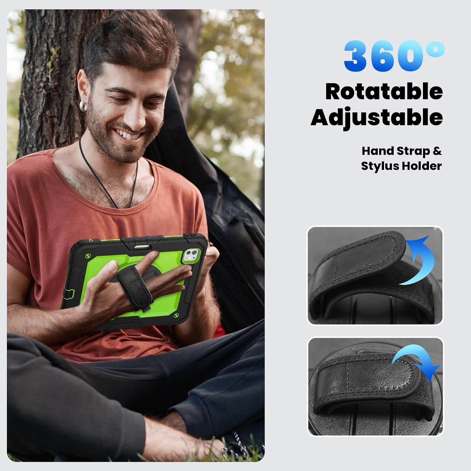 Tablet travel Compatible With iPad Pro 11 Inch Case M4(2024, 5th Generation) With Screen Protector, [Kickstand] [Shoulder Strap] Shockproof Rugged Case Compatible With iPad Pro 11 Inch Case M4 2024 Ta