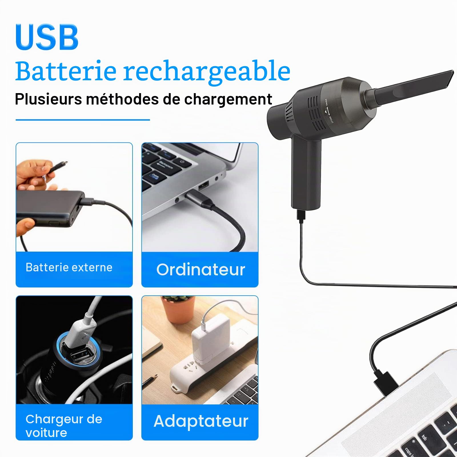 Aspirateur de Clavier pour Ordinateur Mini aspirateur Rechargeable Puissant, aspirateur Portable sans Fil-Meilleur Outil de Nettoyage pour la poussière, Les Chutes pour Ordinateur Portable, Voiture