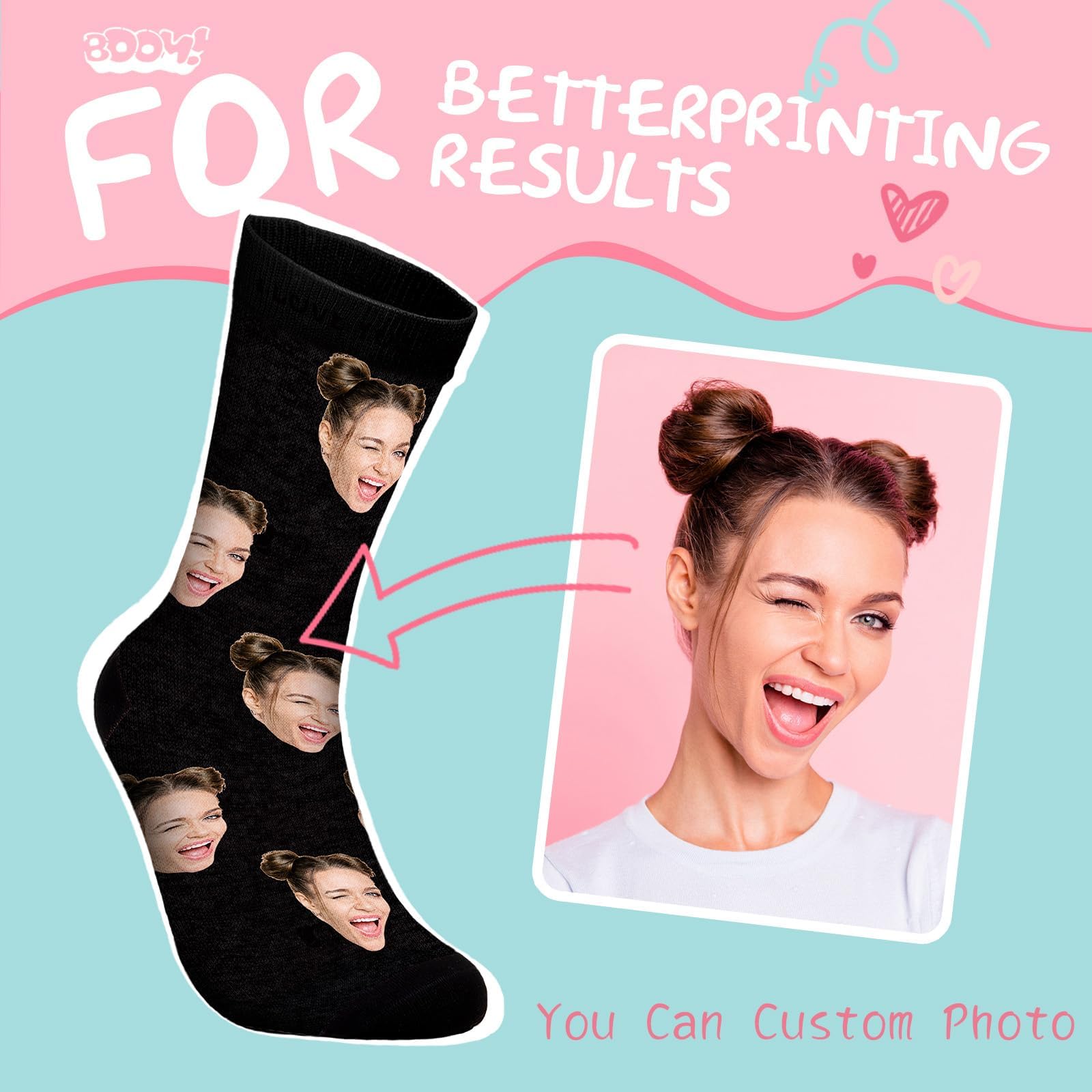 Bemaystar Calcetines Personalizados con Foto o Imagen para Hombre y Mujer