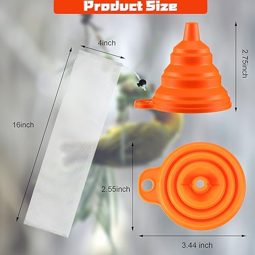 Miniatura 2 de Juego de 5 calcetines de malla con embudo de comida plegable para pinzones para jardín y exteriores (4 x 16 pulgadas)