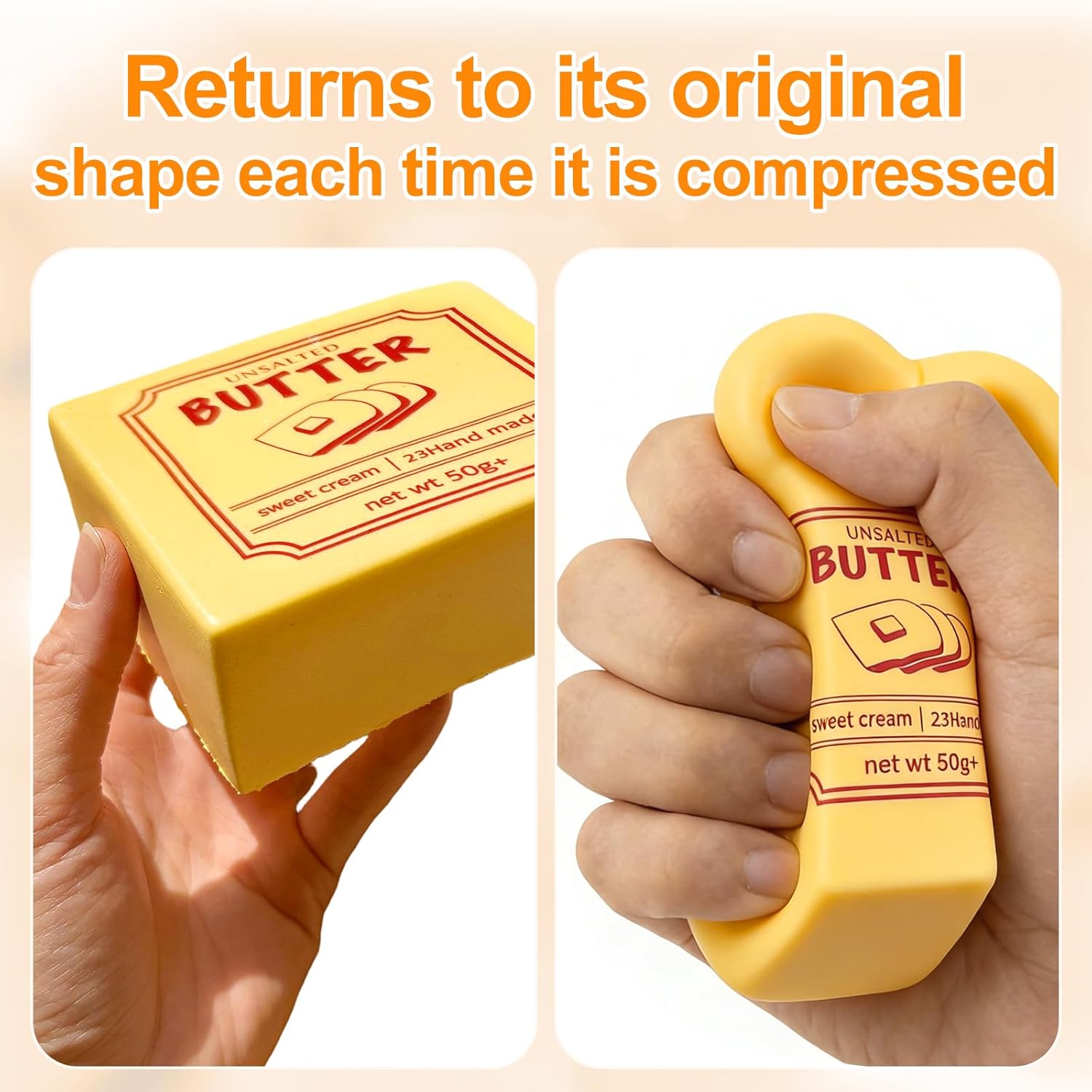 Slow Rebound Butter Squishy Squeeze Toys, Cheese Squishy Fidget Toy,Adults Sensory Stress Relief Squishy Cube, Soft and Elastic, Party Gift