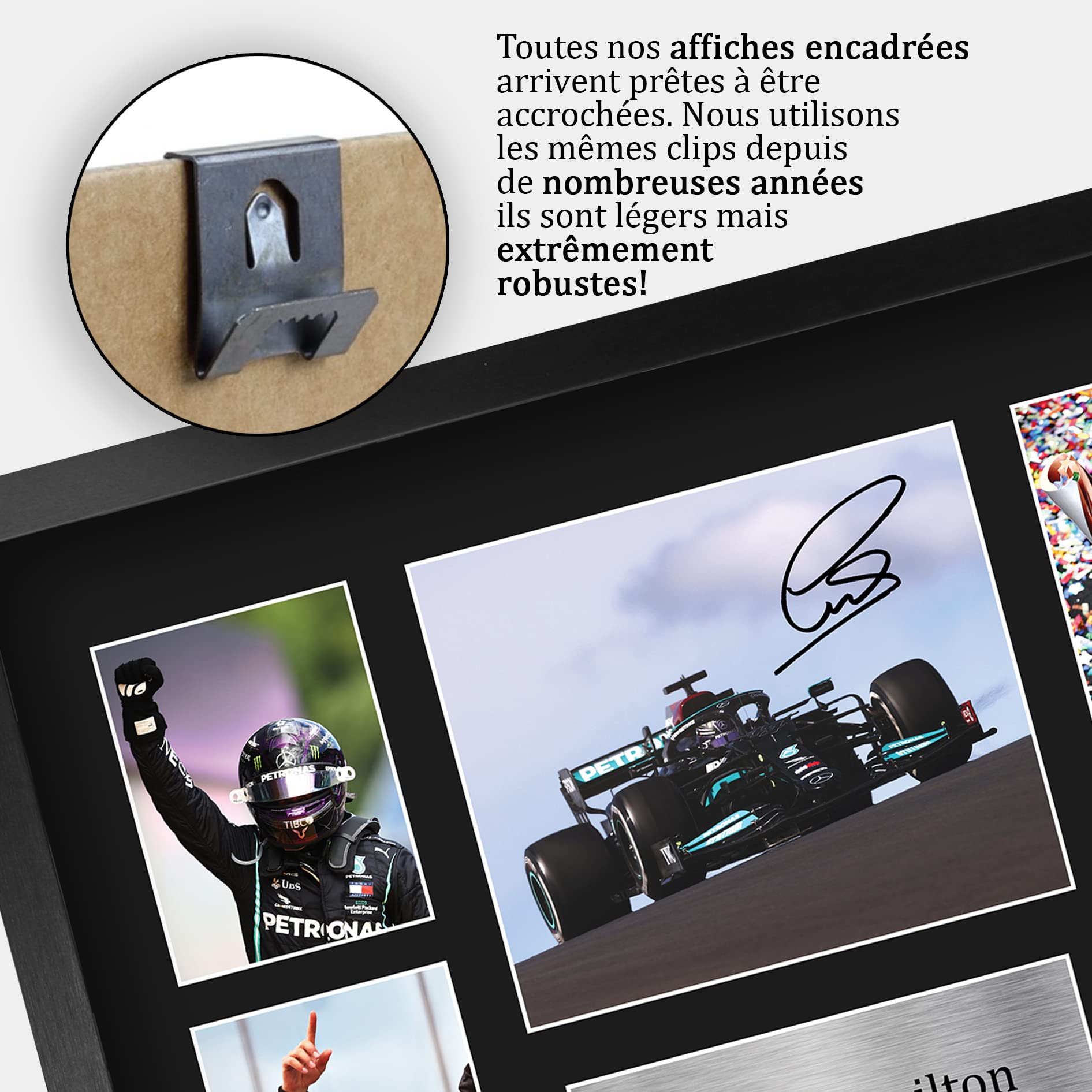 HWC Trading FR A3 Lewis Hamilton Cadeaux imprimés photo autographe signée pour les fans de Formule 1 - A3 Encadré