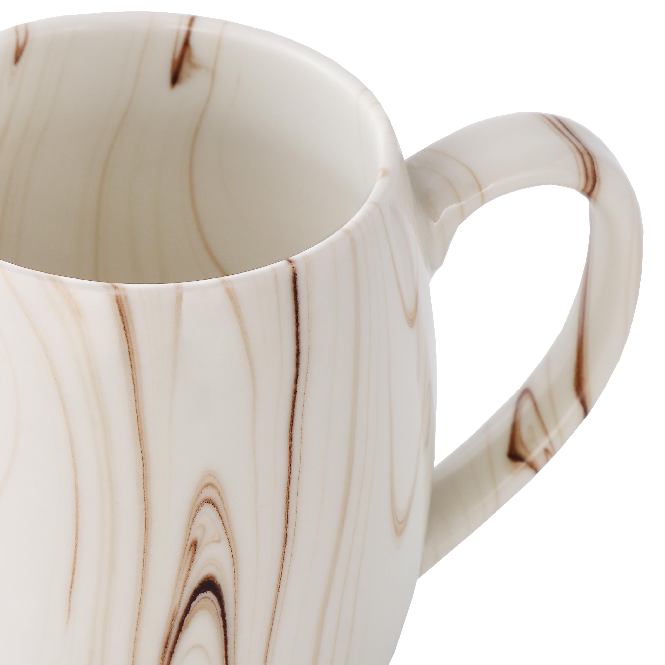 Lorren Home Trends Juego de 4 tazas de café de cerámica con patrón de mármol, diseño de remolino marrón y blanco