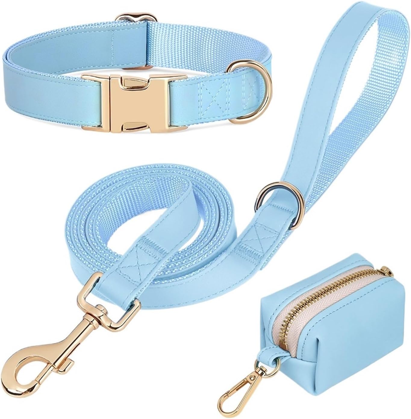 Dog Collar Leash Bag Collars Pet Necklace(Pink,M)