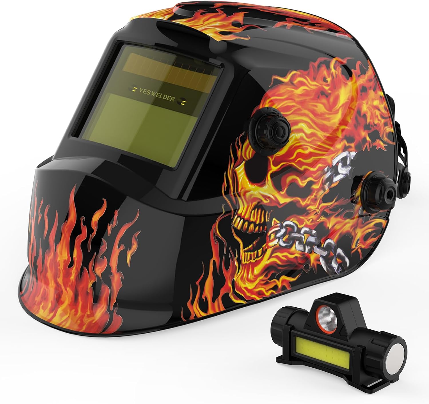 YESWELDER True Color Solar Powered Auto Darkening Welding Helmet & Rechargeable Welding Helmet Light