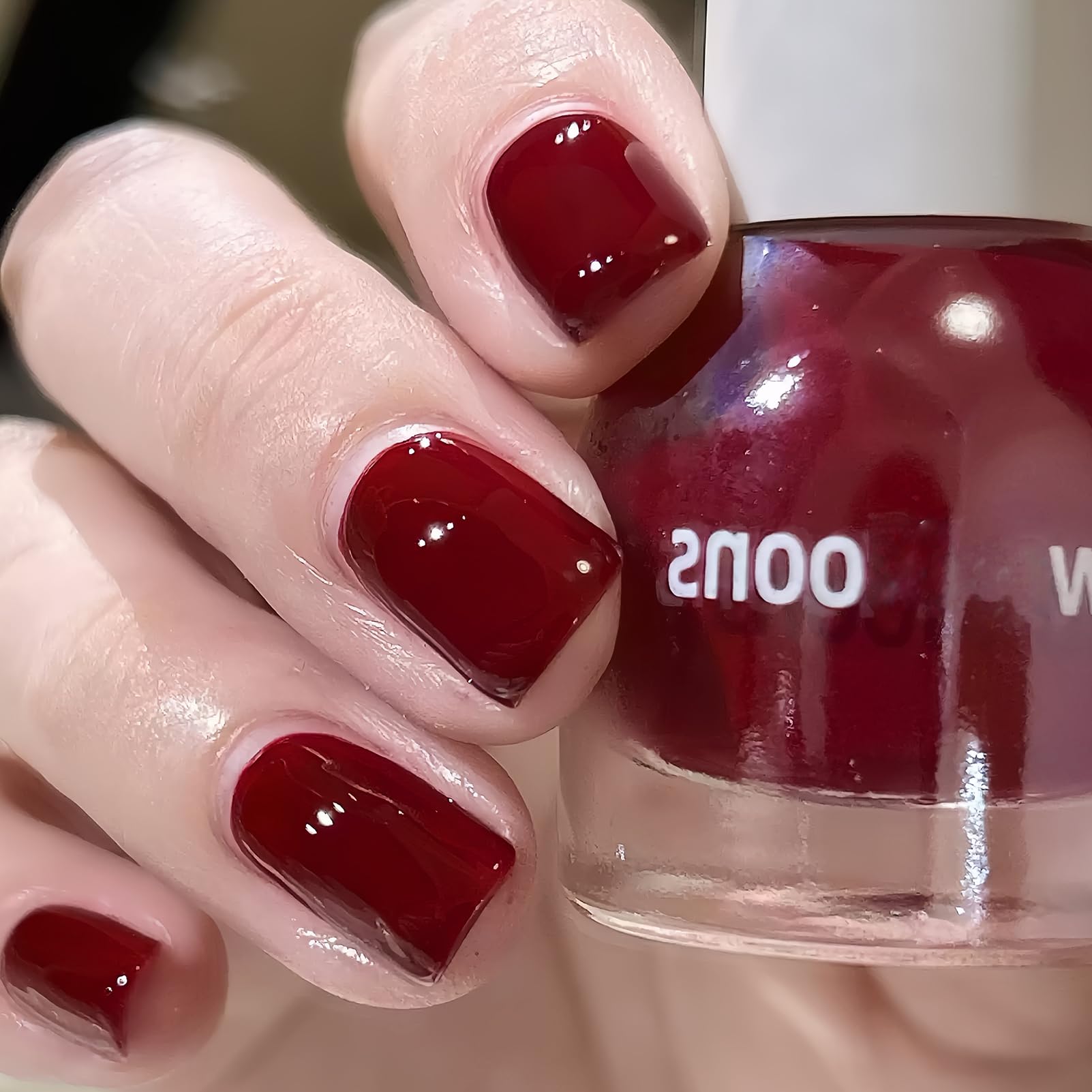 Chunky Star Jelly Glitter Nail Polish – Water-Based Peel Off, Quick Dry, 10ML, Non-Toxic, Pink Jelly Base with Gold Star & Moon Glitter for Women & Girls: Burgundy
