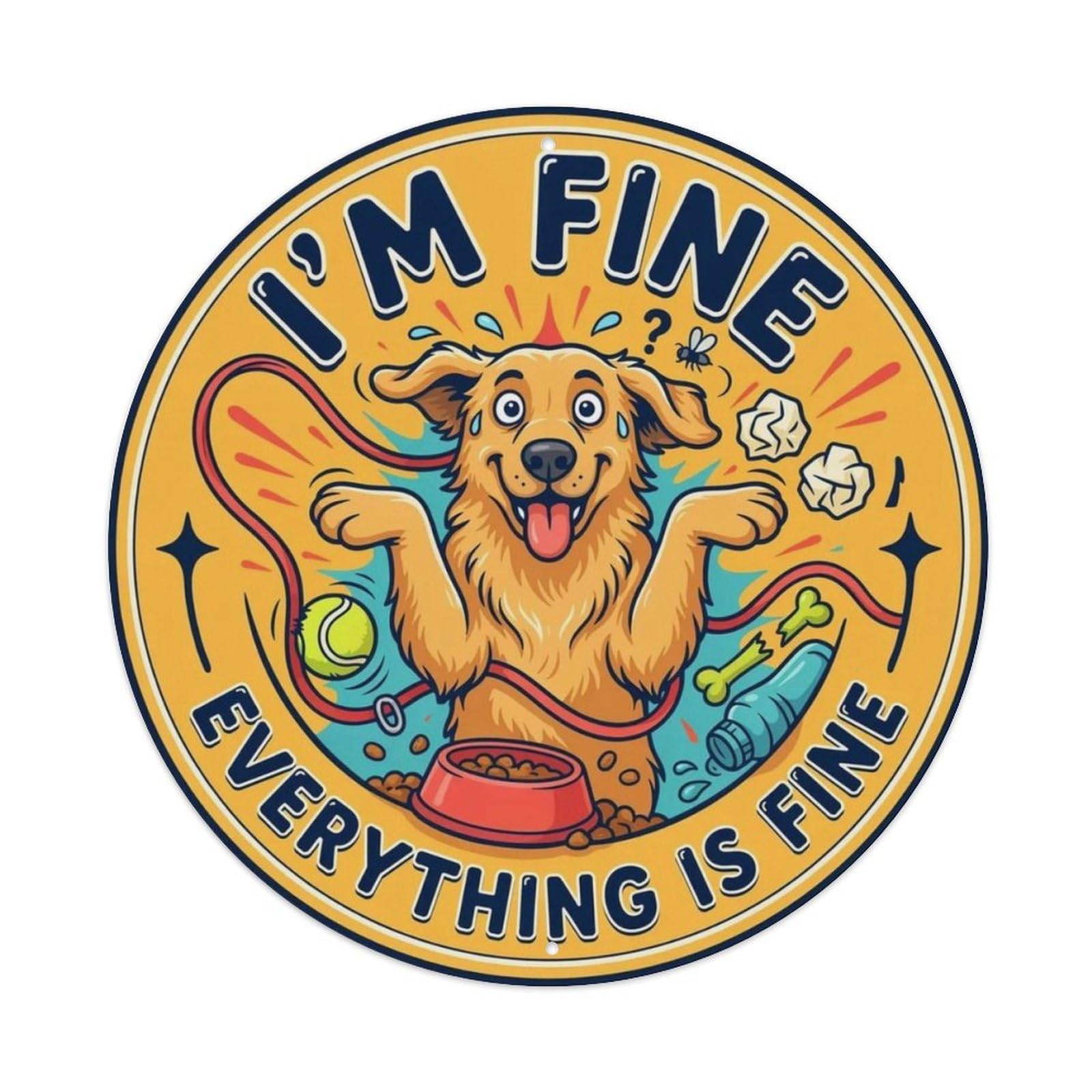 I'm Fine Everything Is Fine - Funny Dog Metal Tin Sign Plaque