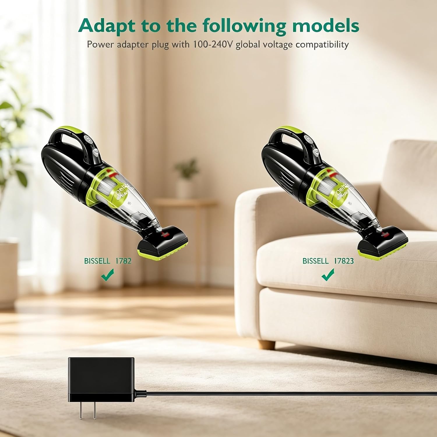 for Bissell Pet Hair Eraser Charger, Lnauy Adapter Compatible with Bissell 1782 17823 Pet Hair Eraser Cordless Hand Vacuum Replacement 1608660 Power Supply Cord image 3