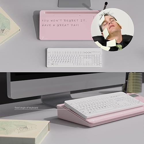 Miniatura 4 de TOWON Pizarra de borrado en seco para escritorio con calculadora desmontable, pequeña pizarra blanca de escritorio de cristal, pizarra blanca de