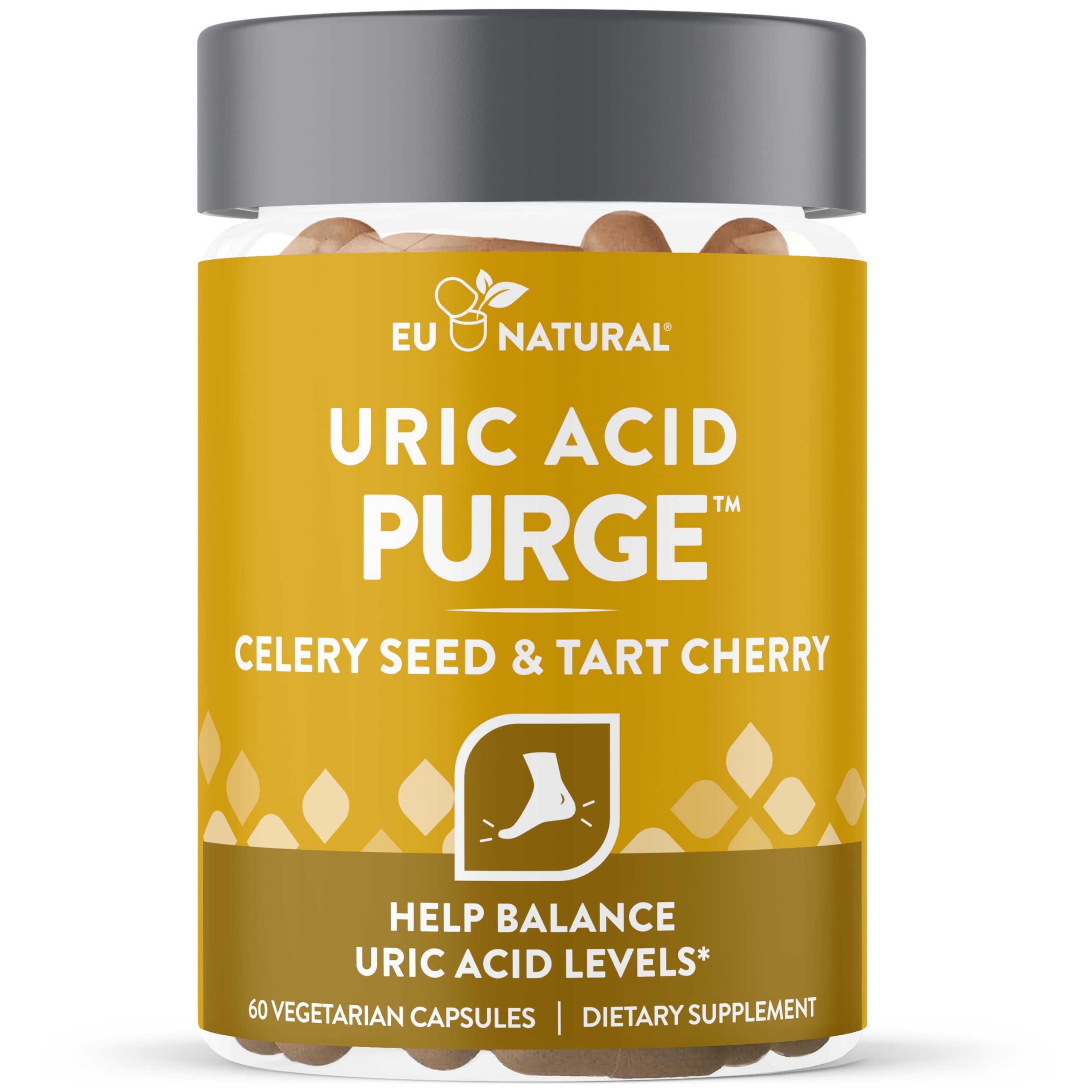 - Eu Natural Purge Uric Acid Flush - Eat & Drink What You Want - Uric Acid Support for Joints & Mobility with Celery Seed, Tart Cherry & Chanca Piedra - 60 Vegetarian Capsules