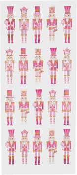 Christmas Pink Nutcracker Foil Stickers for Crafting, Scrapbooking, Photo Album Decor - 20 Pc