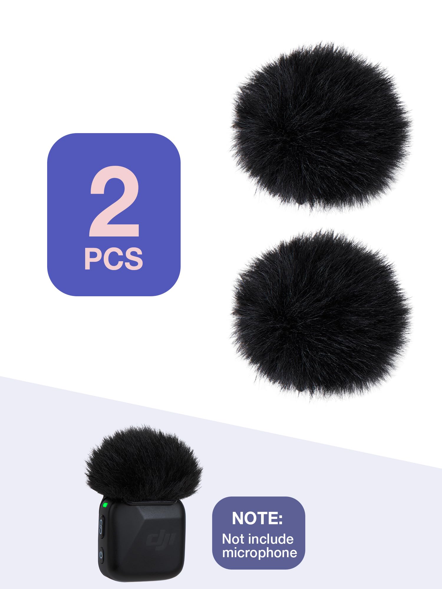 YOUSHARES DJI Mini Mic Wind Muff - 2 Packs Mic Windshield for DJI Mic Mini Wireless Lavalier Microphone to Reduce Wind Noise(Black) - Image 3