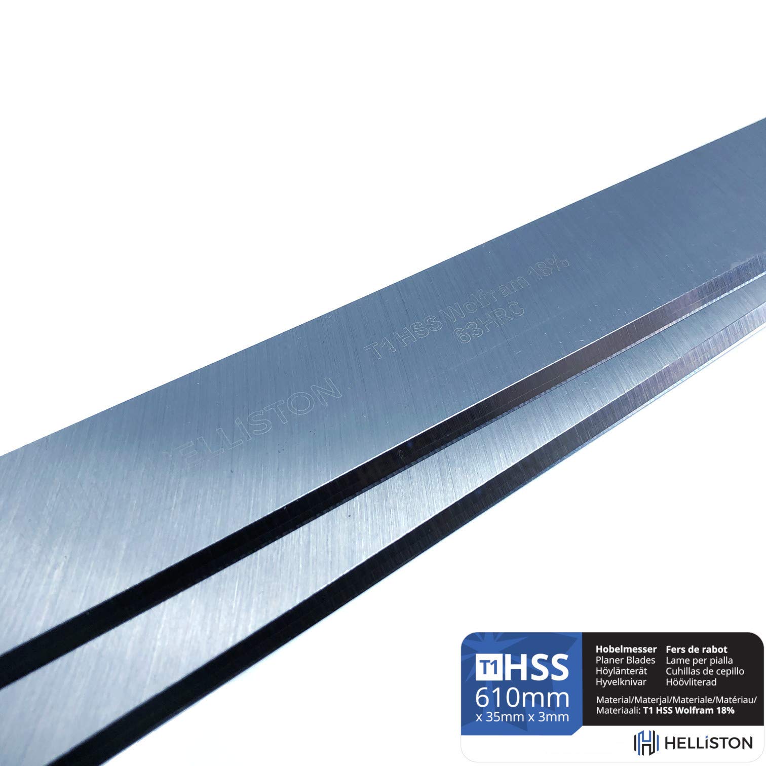 HSS Wolfram 18% Fers de rabot 610 x 35 x 3mm (1 jeu = 2 lames)