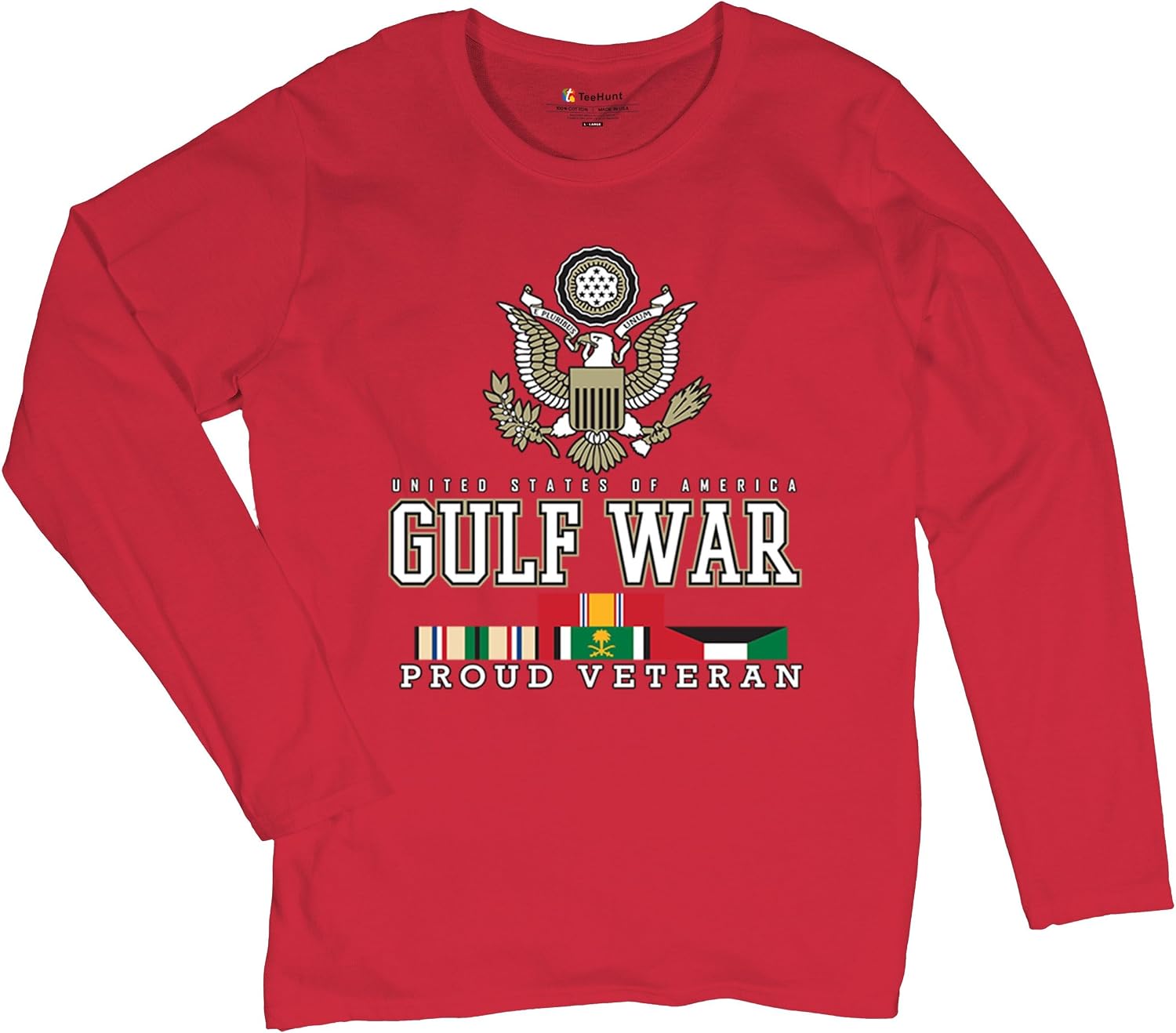 Gulf War Proud Veteran Women's Long Sleeve T-Shirt American Vet Army Desert Storm Operation Valor DD 214 Soldier Patriotic