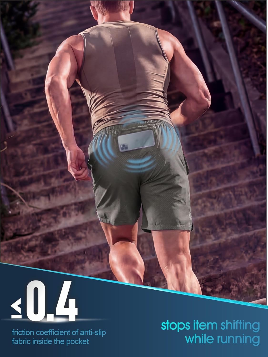 Mens Running Shorts 5” with Compression Liner 5 Pockets 2-in-1 Quick Dry Lightweight Athletic Workout