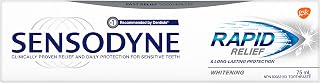 Sensodyne Rapid Relief Whitening Toothpaste, Strengthens Protects and Whitens Sensitive Teeth, 75 mL