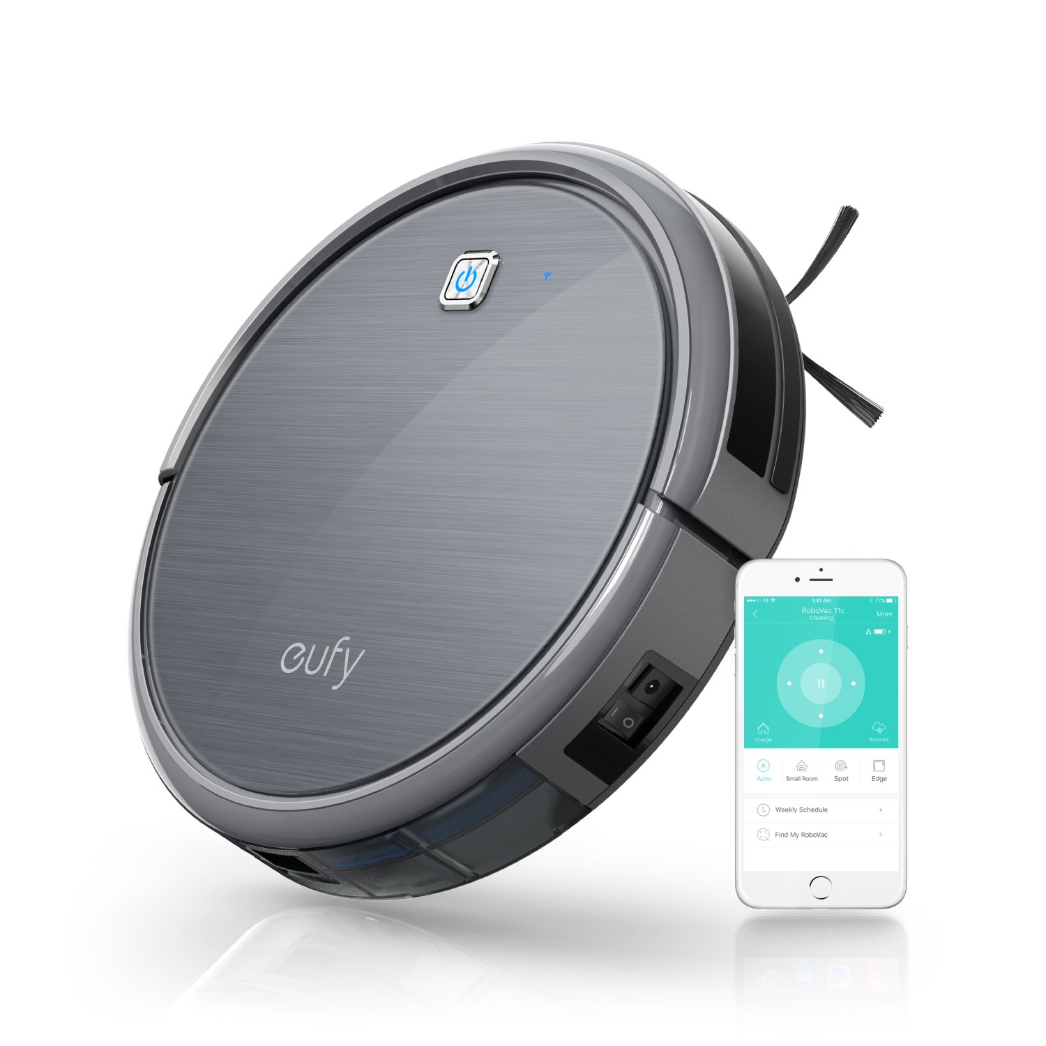 eufy Eufy RoboVac 11c, Smart Wi-Fi Robotic Vacuum Cleaner, High Suction, Weekly Cleaning Schedule, Self-Docking, Hard Floor and Thin Carpet