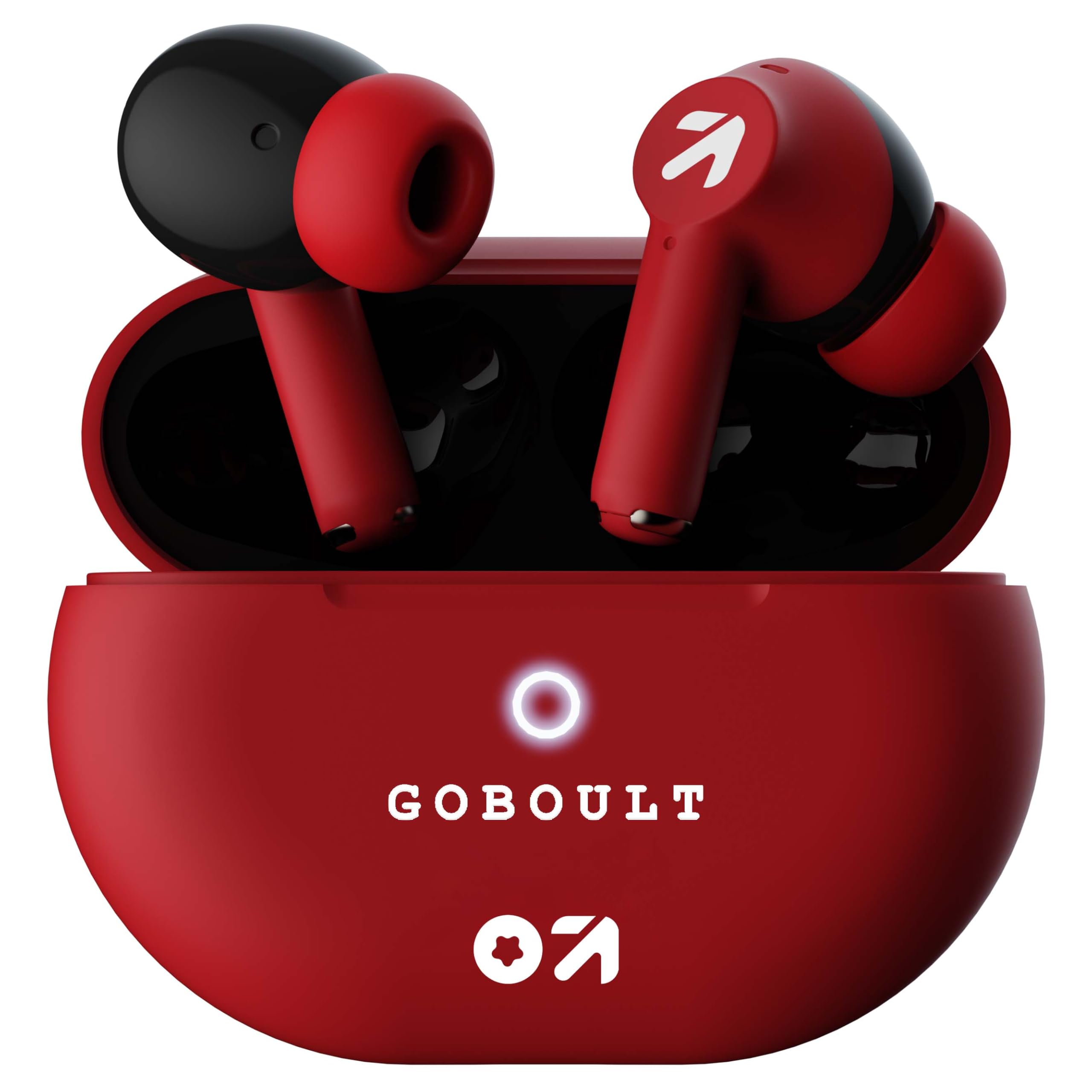 GOBOULT K40 True Wireless in Ear Earbuds with 48H Playtime, Clear Calling 4 Mics, 45ms Low Latency Gaming, Premium Grip, 13mm Bass Drivers, Type-C Fast Charging, BTv 5.3 Ear Buds TWS (Berry Red)