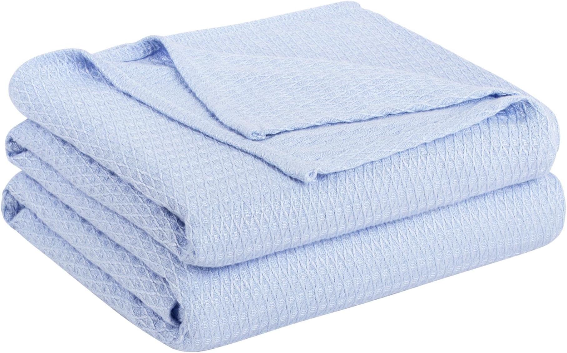 PiccoCasa Cooling Bamboo Blanket All Seasons Breathable for Hot Sleepers, Soft and Lightweight for Bed, Sofa Thin Blanket Summer Keep Cool Light Blue Single 150x200cm